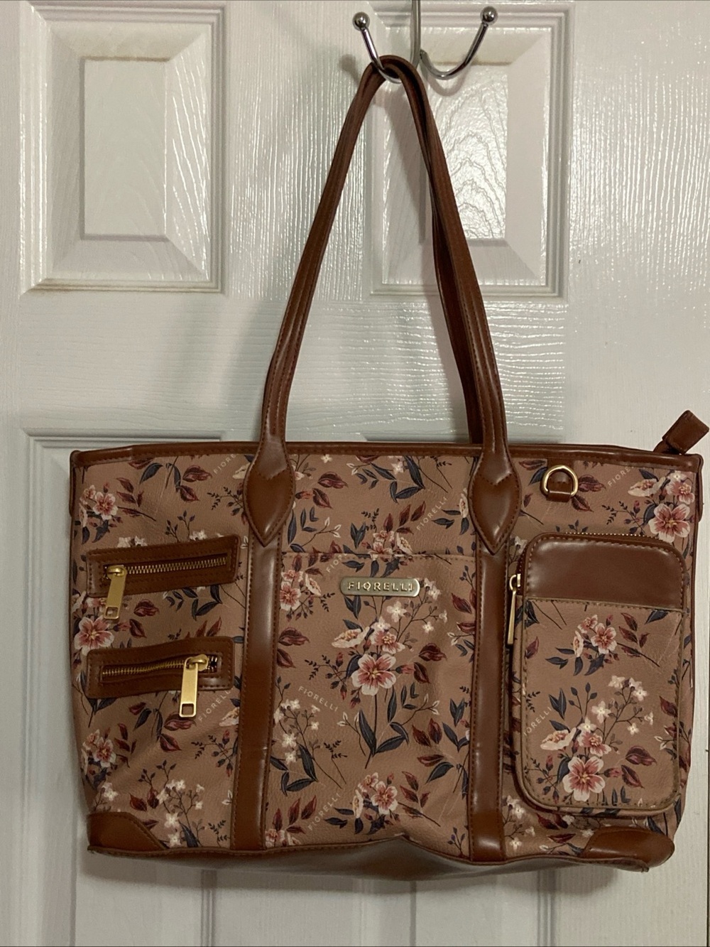Fiorelli Brown Floral Tote Bag with Dual Handles